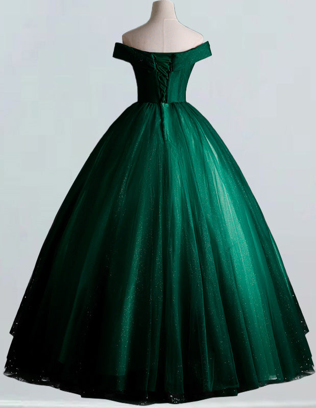 a green ball gown on a mannequin