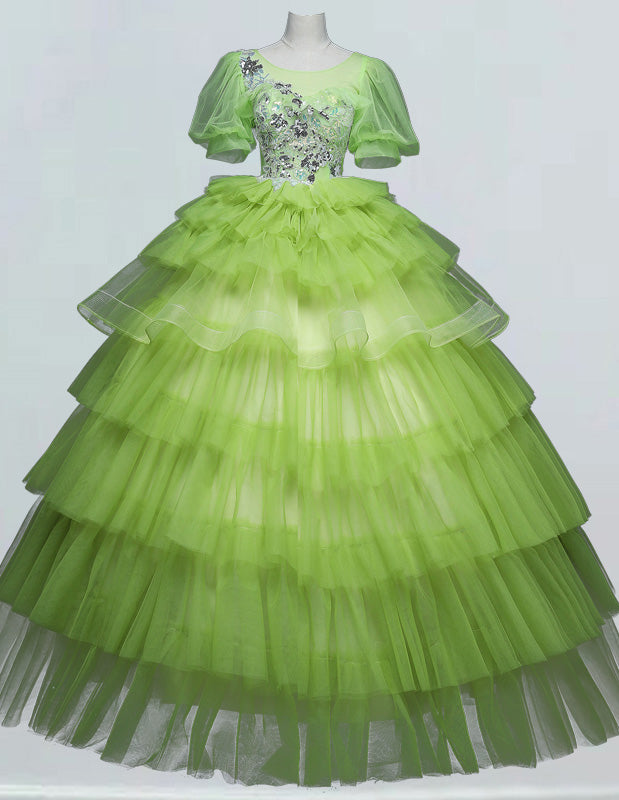 Elegant Tulle Bateau Ball Gown with Lace Applique, perfect for prom or formal events0