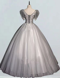 Elegant V-Neck Tulle Bridal Gown with Lace Applique & Beading for girls' formal events, including prom and bridesmaid dresses, princess party dress, and various evening gowns0