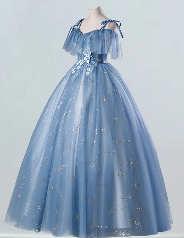 a blue ball gown on a mannequin