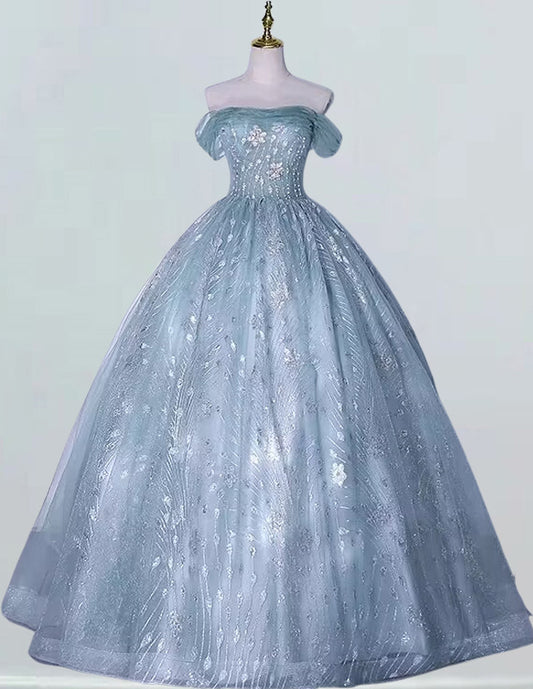 a light blue ball gown on a mannequin