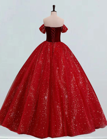 a red ball gown on a mannequin