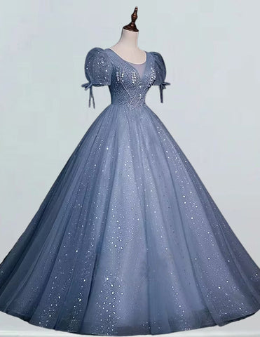 a blue ball gown on a mannequin