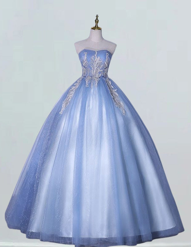 a light blue ball gown on a mannequin