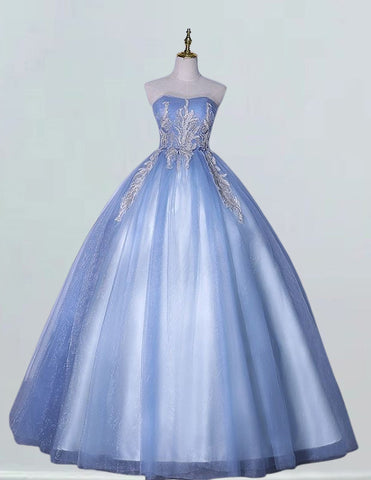 a light blue ball gown on a mannequin