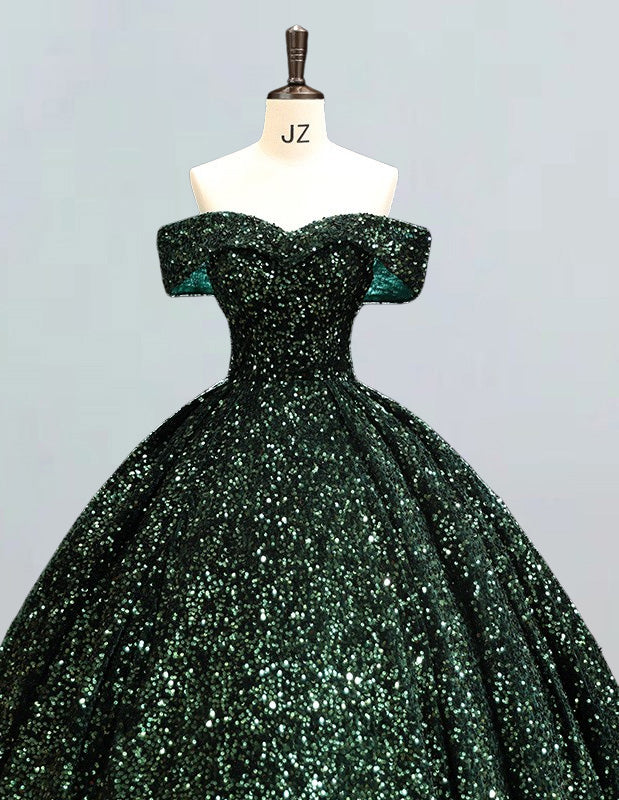 a green ball gown on a mannequin