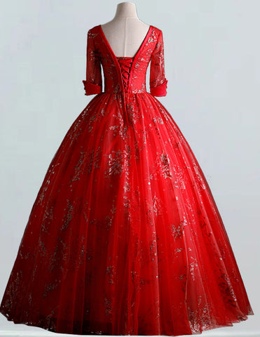 a red ball gown on a mannequin