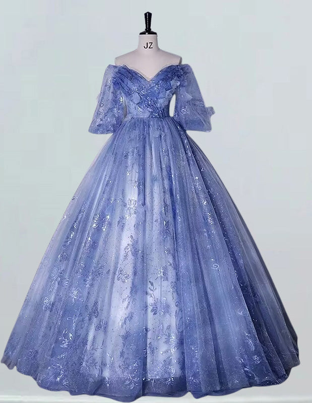 a blue ball gown on a mannequin