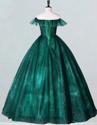 a green ball gown on a mannequin