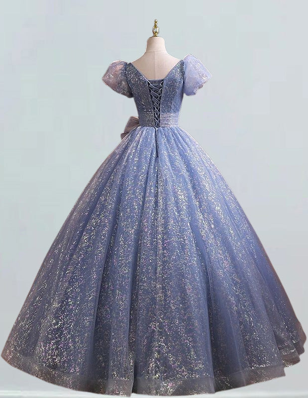 a blue ball gown on a mannequin