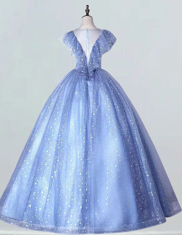 a blue ball gown on a mannequin