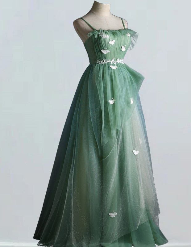 Elegant strapless tulle prom dress with ruffles for girls, colorful and modest evening gown for formal events