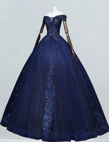 a blue ball gown on a mannequin