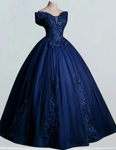 a blue ball gown on a mannequin